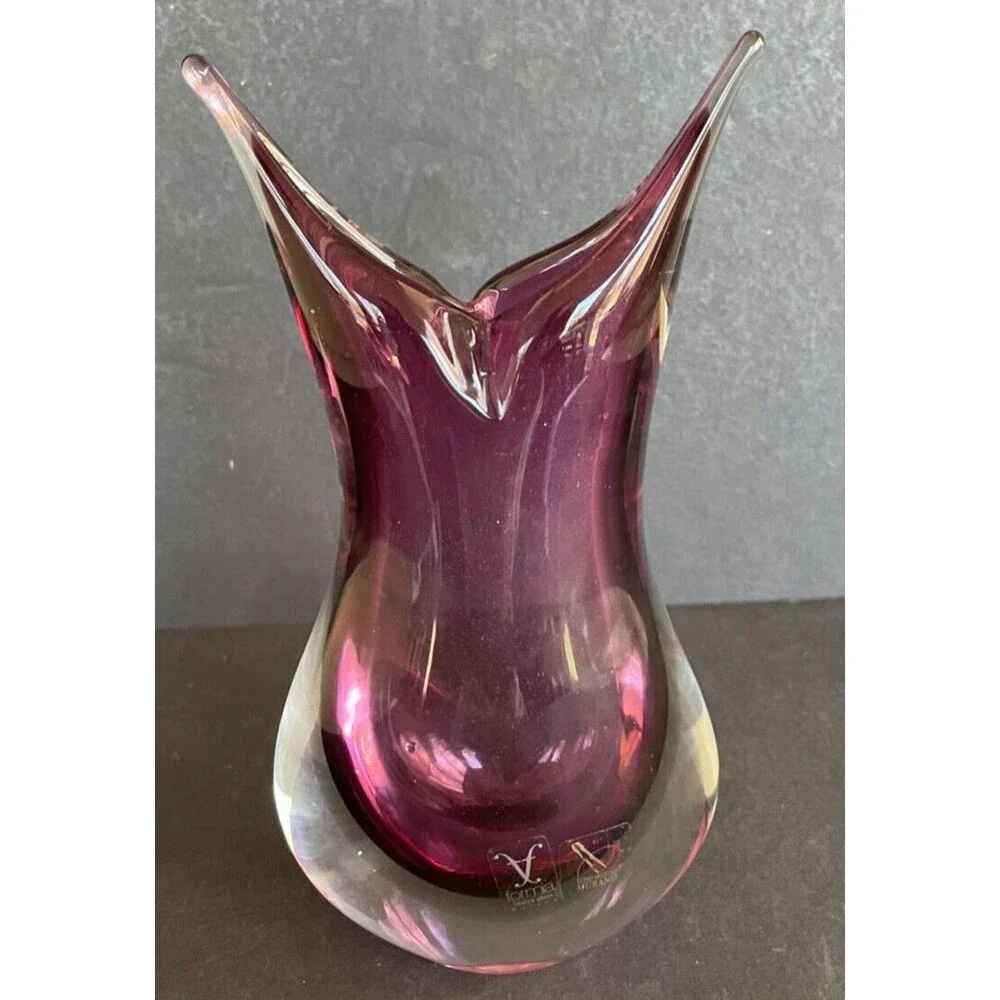 Vintage Murano Sommerso Teardrop Vase Purple 9